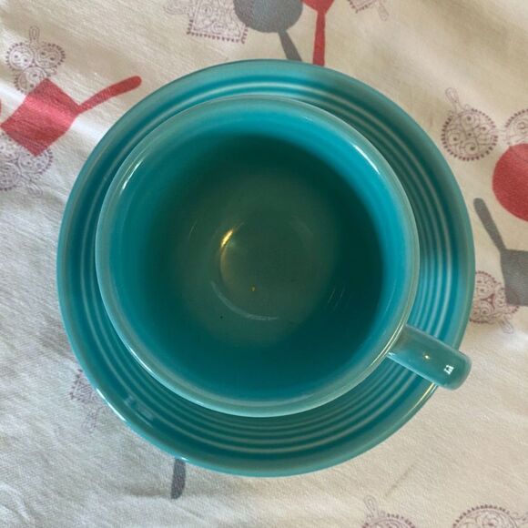 Fiestaware Turquoise Classic 7 ¾ oz Tea Cup & Saucer Set - Picture 7 of 8